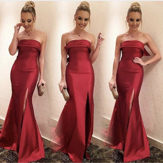 Burgundy Evening Dress Wedding Party Prom Dresses