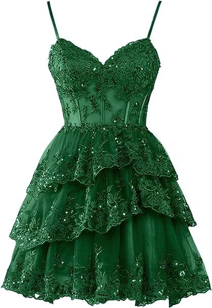 Lace Tulle Homecoming Dresses Short Applique Corset Tiered Formal Party Gowns - Fashionpara