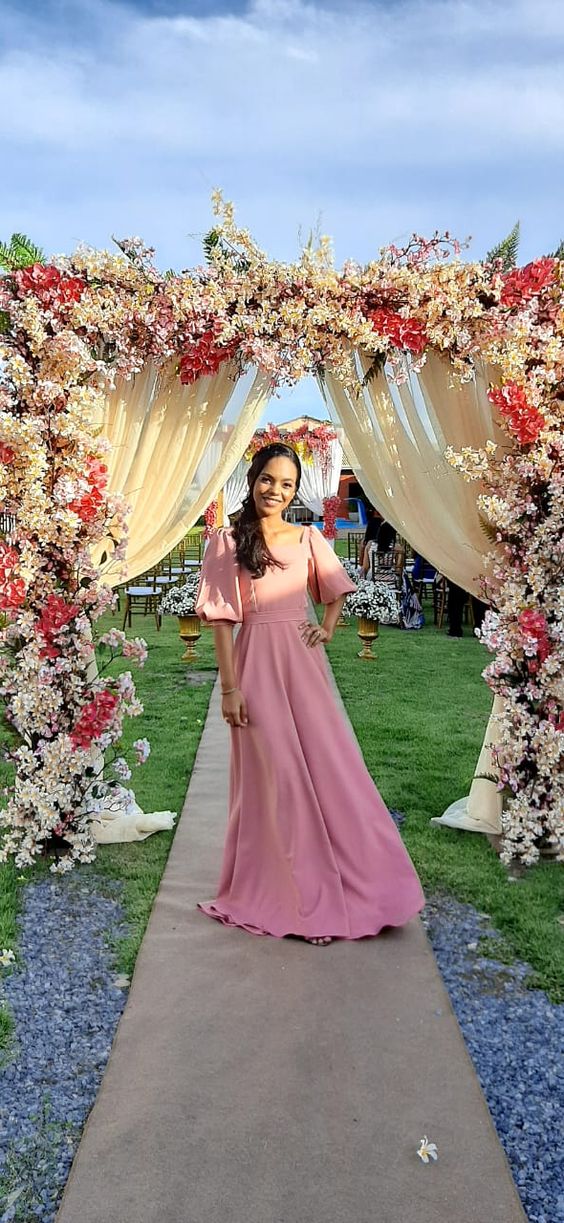 Pink Long Prom Dress Formal Graduation Evening Dresses Bridesmaid dress - Fashionpara