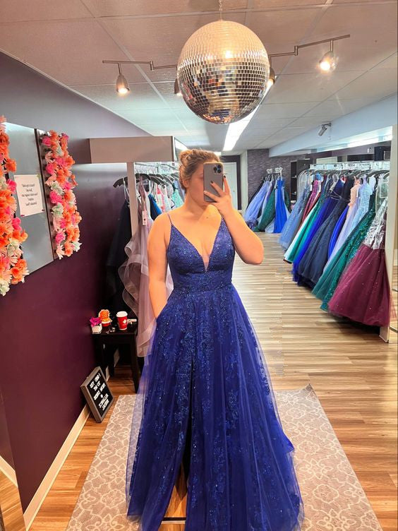 Blue Long Prom Dress, Formal Graduation Evening Dress - Fashionpara