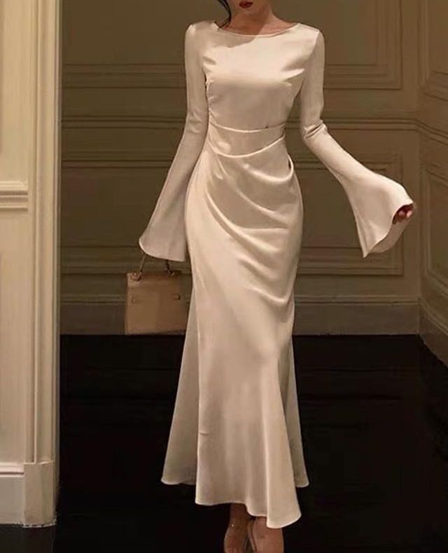 Flare sleeve long wedding mermaid dress for women evening dress