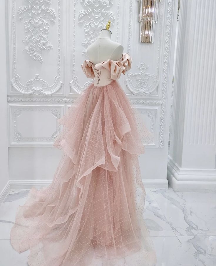 Unique Pink bridal gown, strapless prom dress,custom made - Fashionpara