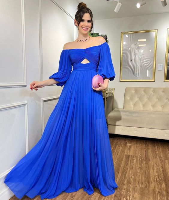 A-Line Prom Dresses Wedding Guest Off Shoulder Evening Dress