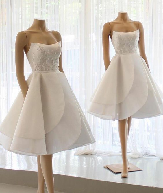 White Homecoming Graduation Dress Short Prom Dresses - Fashionpara