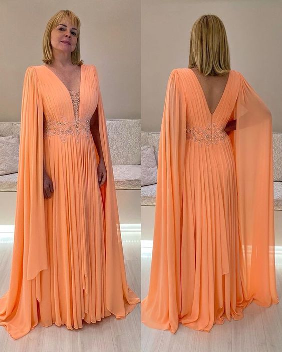 Orange Long Prom Dress, Formal Evening Graduation Dress - Fashionpara