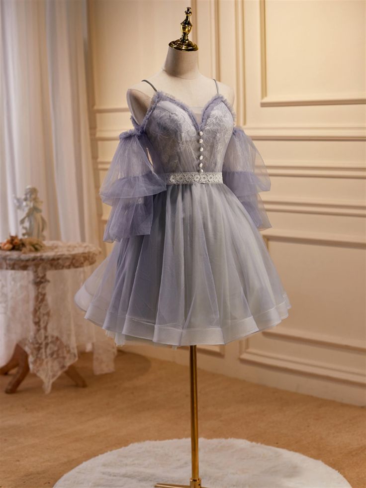 Vintage Elegant Short Formal Dress, Quinceañera Dress Homecoming Dresses V Neck Graduation Dress - Fashionpara