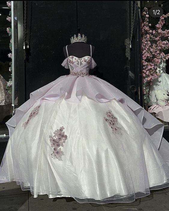 Luxury Quinceanera Dresses Applique Corset Ball Gown Prom Sweet 16 Dress - Fashionpara