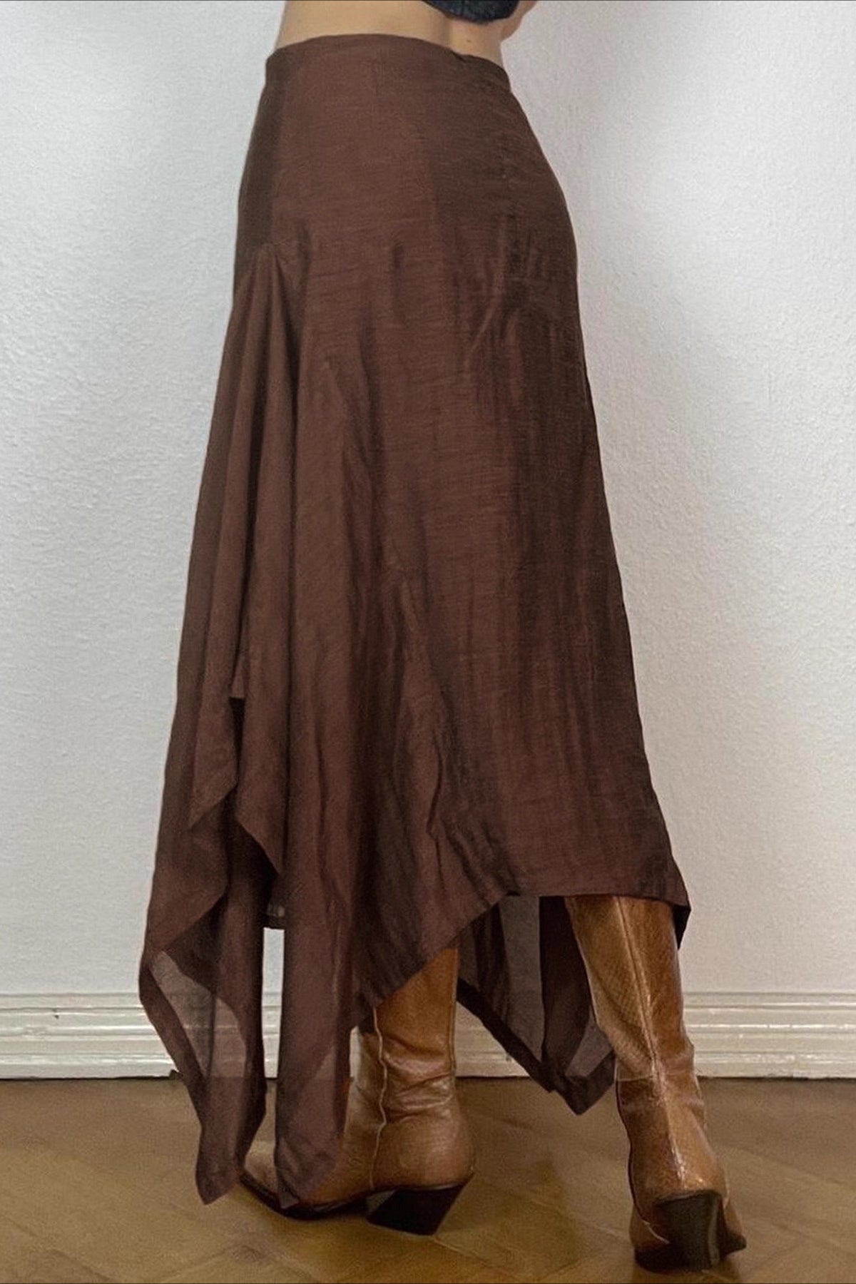 Solid Color Irregular Hem Maxi Skirt