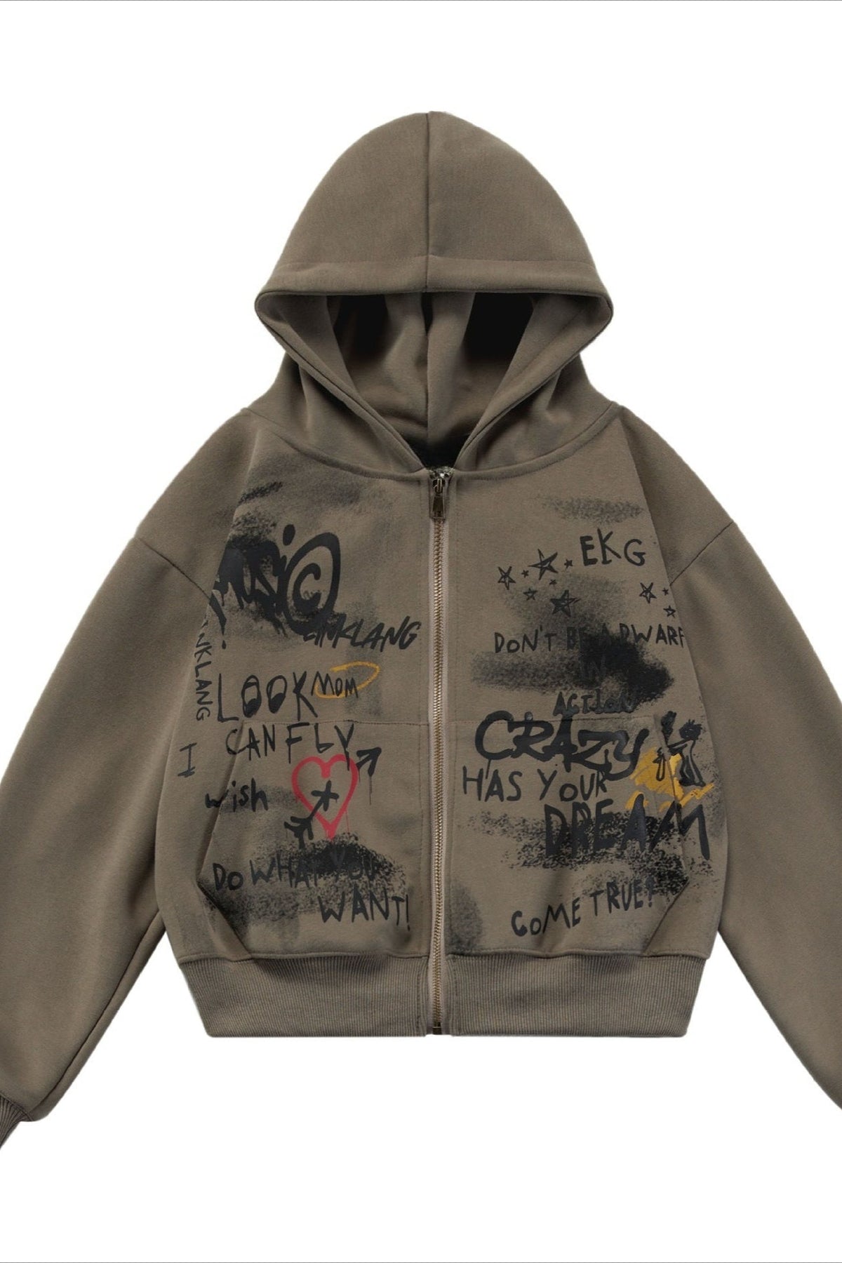 Collage Graffiti Print Zip Hoodie 3
