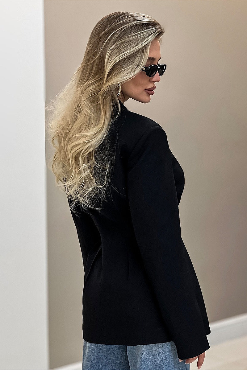 V Neck Waist Cinched Blazer