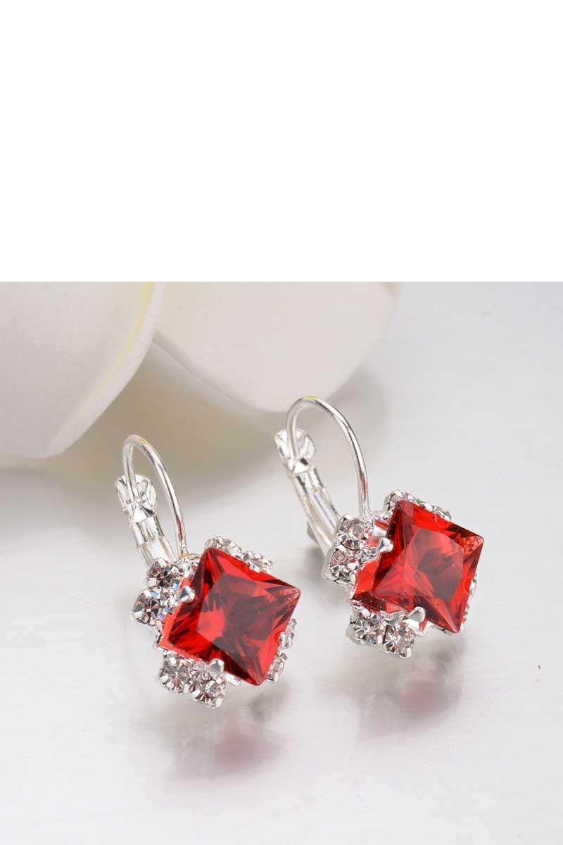 Simple Rhinestone Gem Alloy Earrings - Fashionpara