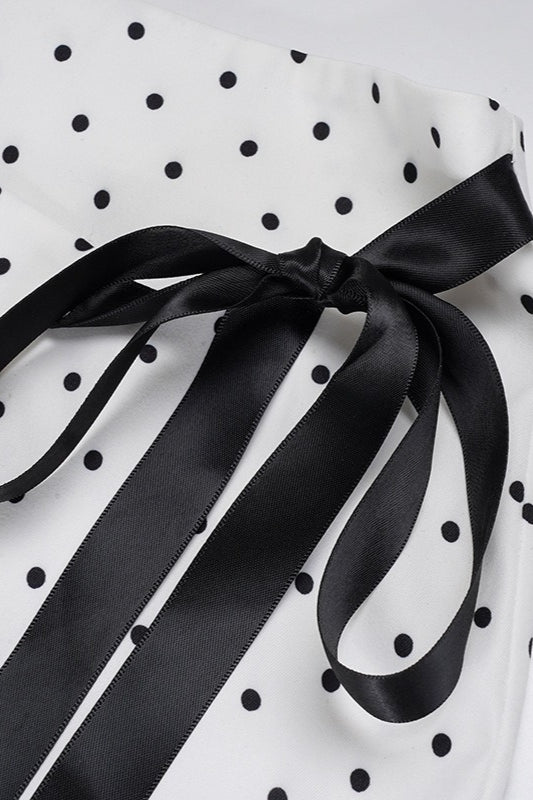 White Polka Dot Bodycon Mini Skirt - Fashionpara