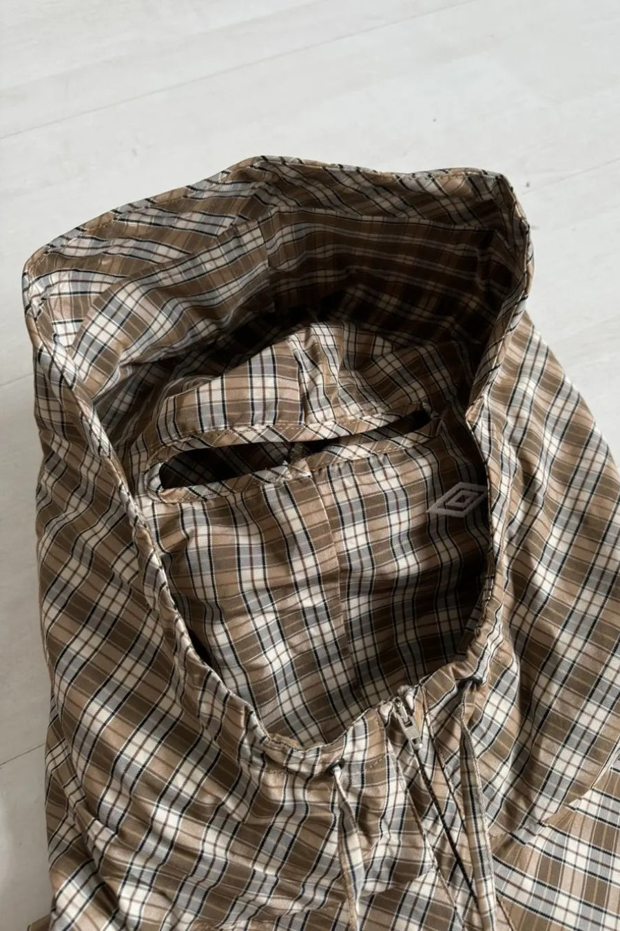 Vintage Plaid Half-Placket Masked Hoodie 3