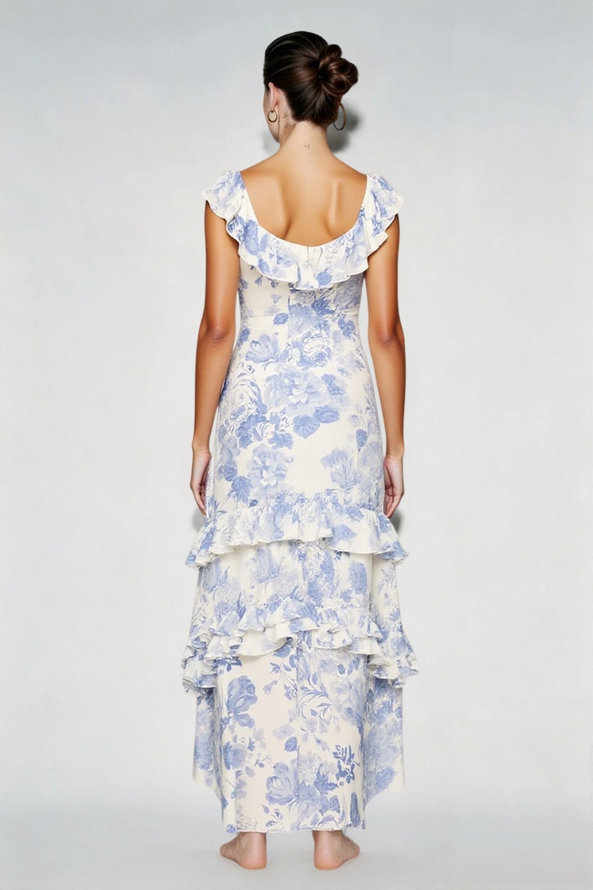Floral Print Ruffle Strap Tiered Maxi Dress 4