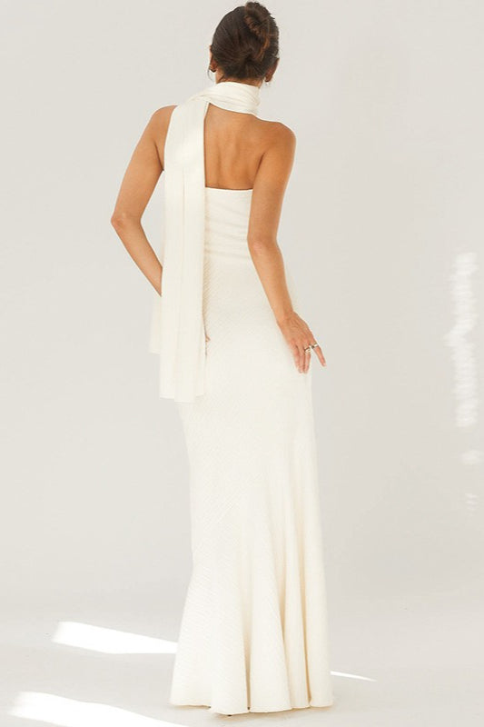 Strapless Scarf Detail Mermaid Maxi Gown