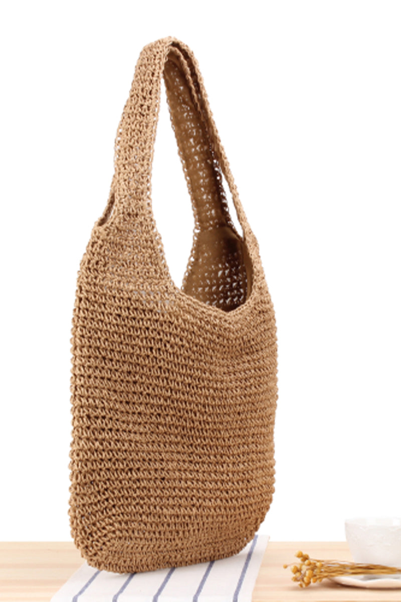 Casual Woven Straw Beach Bag with zipper - Fashionpara