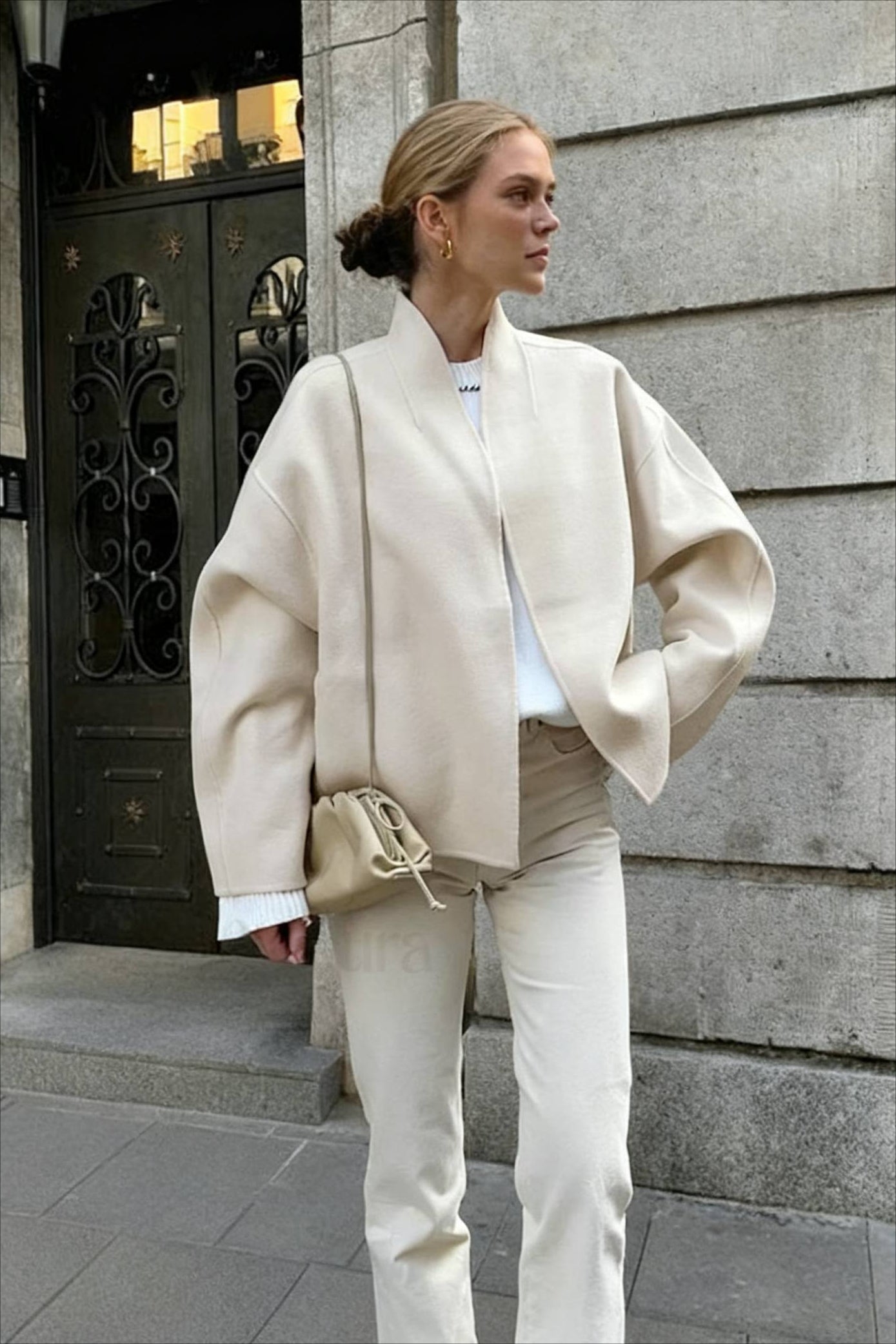 Solid Stand Graceful Collar Coat - Fashionpara