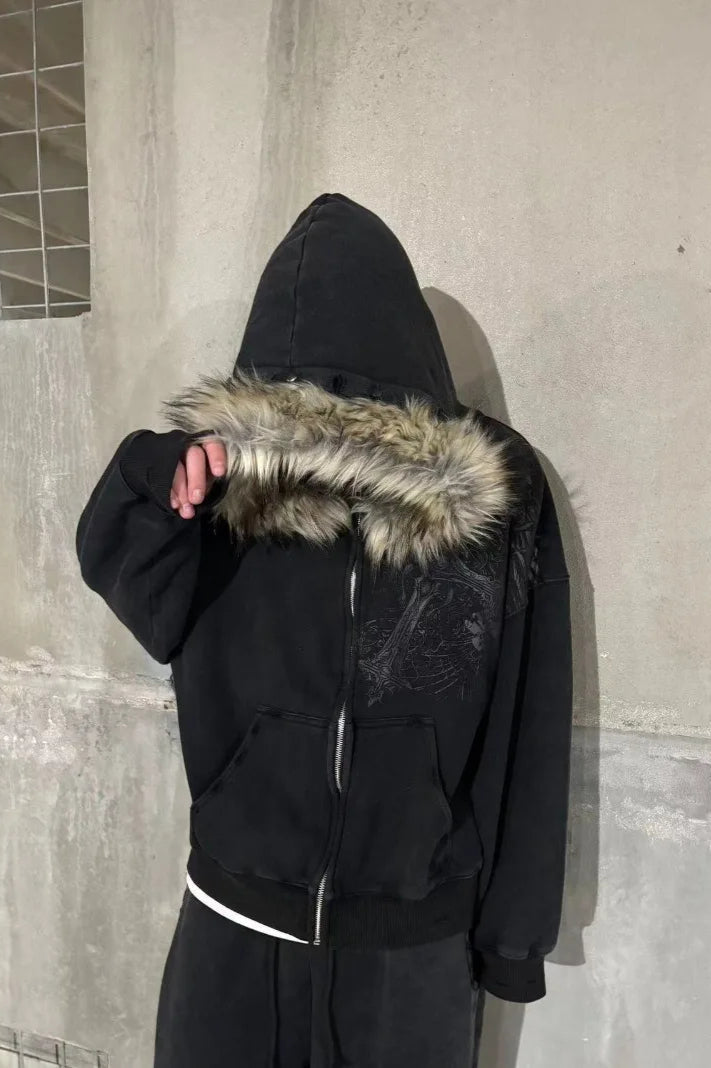 Gothic Skeleton Zip Up Hoodie