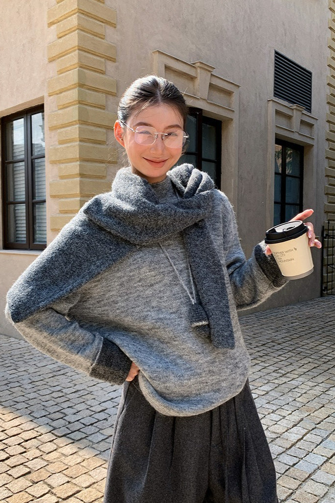 Color-Block Mock Neck Knit Sweater for Effortless Style