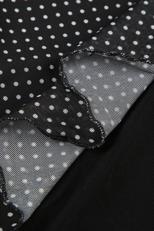 Polka Dot A-Line Mesh Midi Skirt