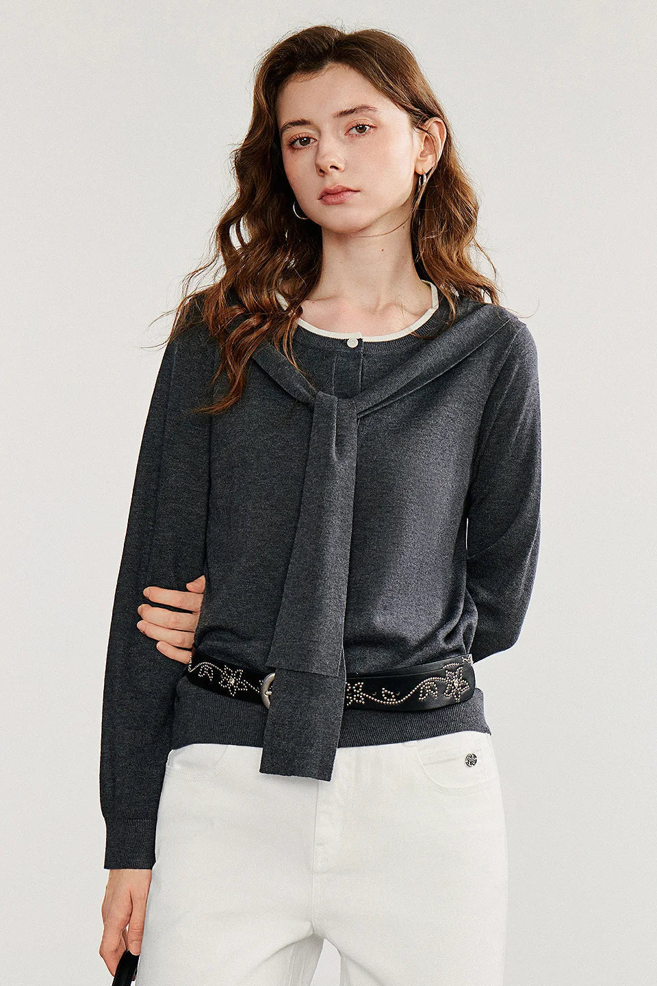 Shawl Layered Knit Cardigan