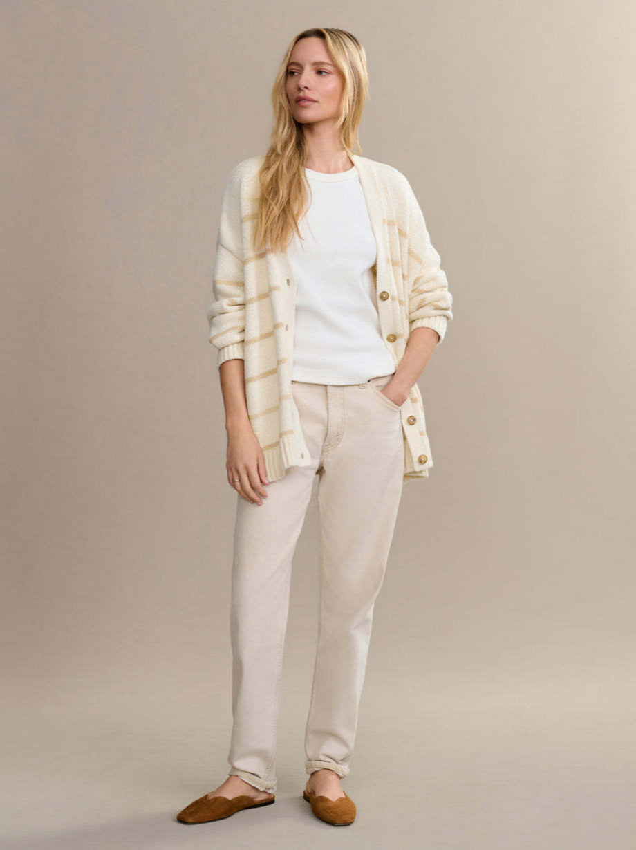 Elegant Striped Loose Knit Cardigan for Effortless Style