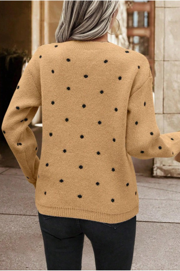 Textured Dot Crew Neck Pullover Knit Sweater 11