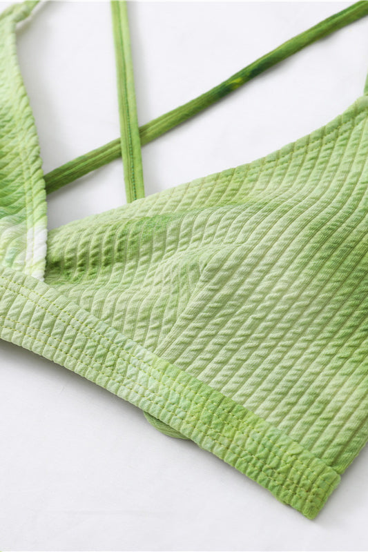 Sexy Back Lace Up Bikini Two Piece Swim Set