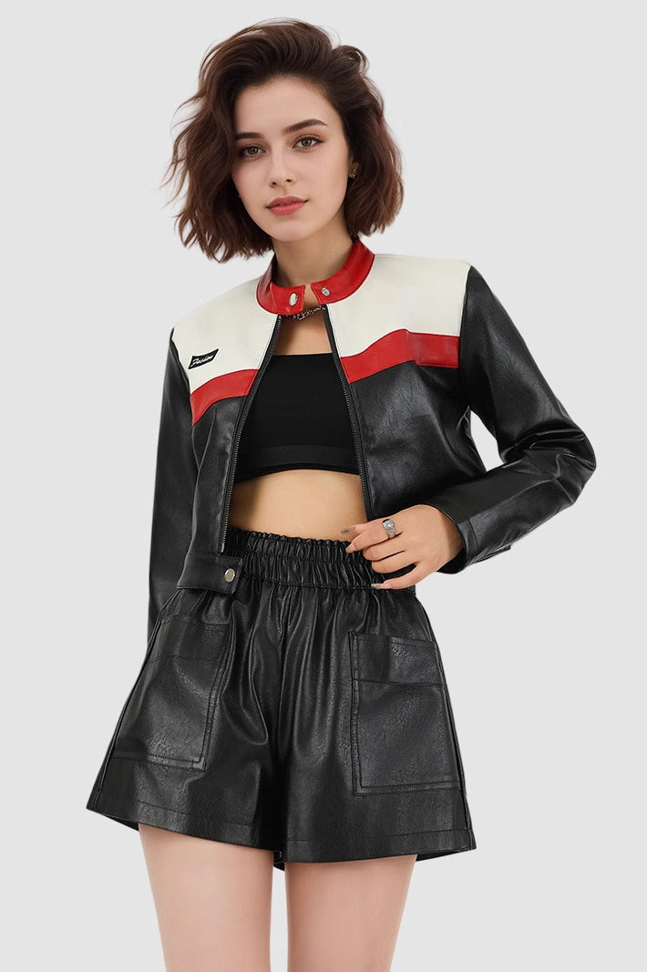 Cropped Bomber PU Coat - Stylish, Durable, and Versatile Wear