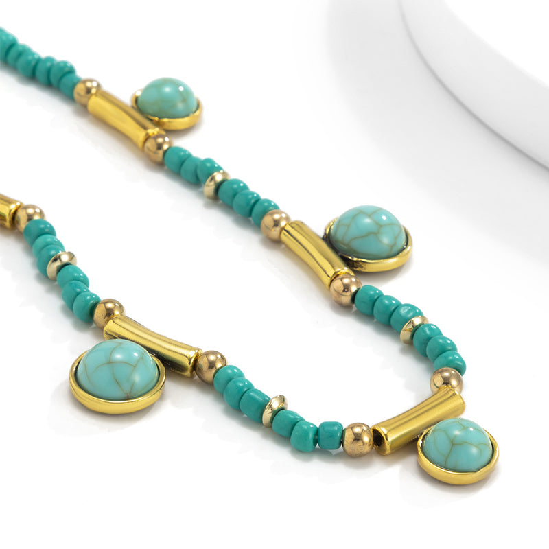 Antique Turquoise Tassel Pendant Necklace