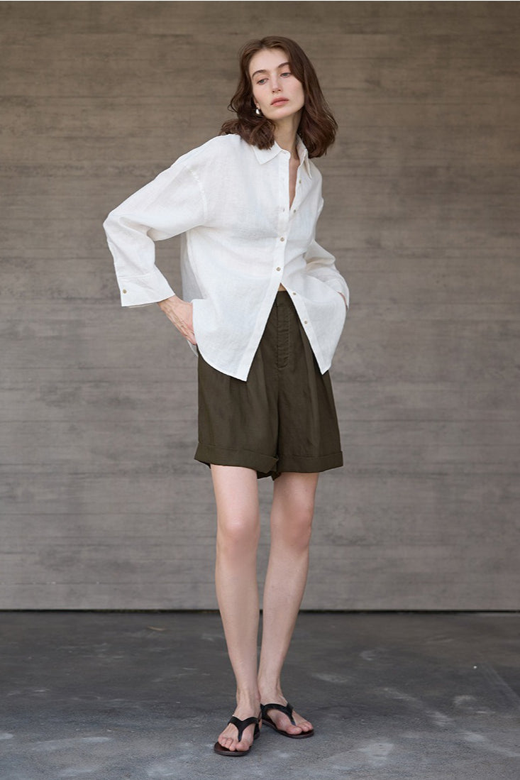 Sophisticated Relaxed Linen Blouse