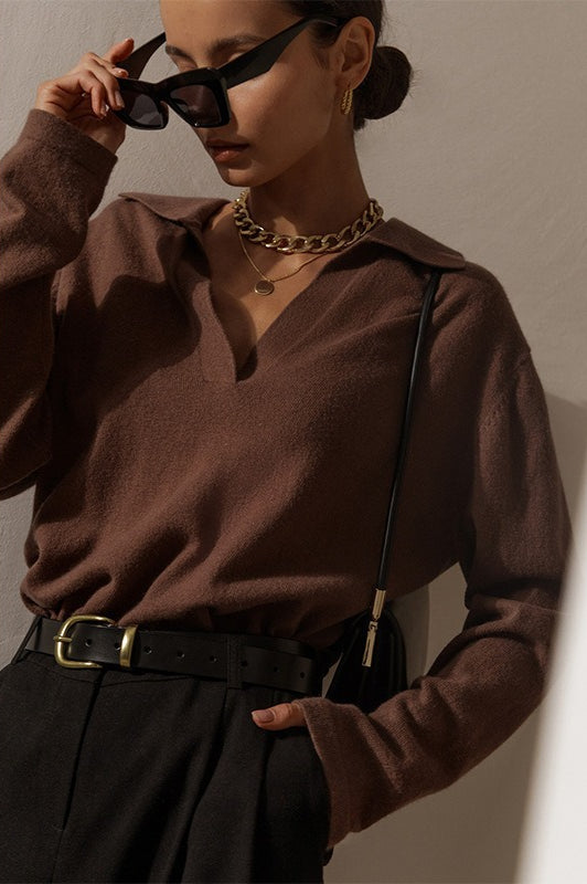 PrincessAce French-Style Lapel Knit Sweater for Elegance