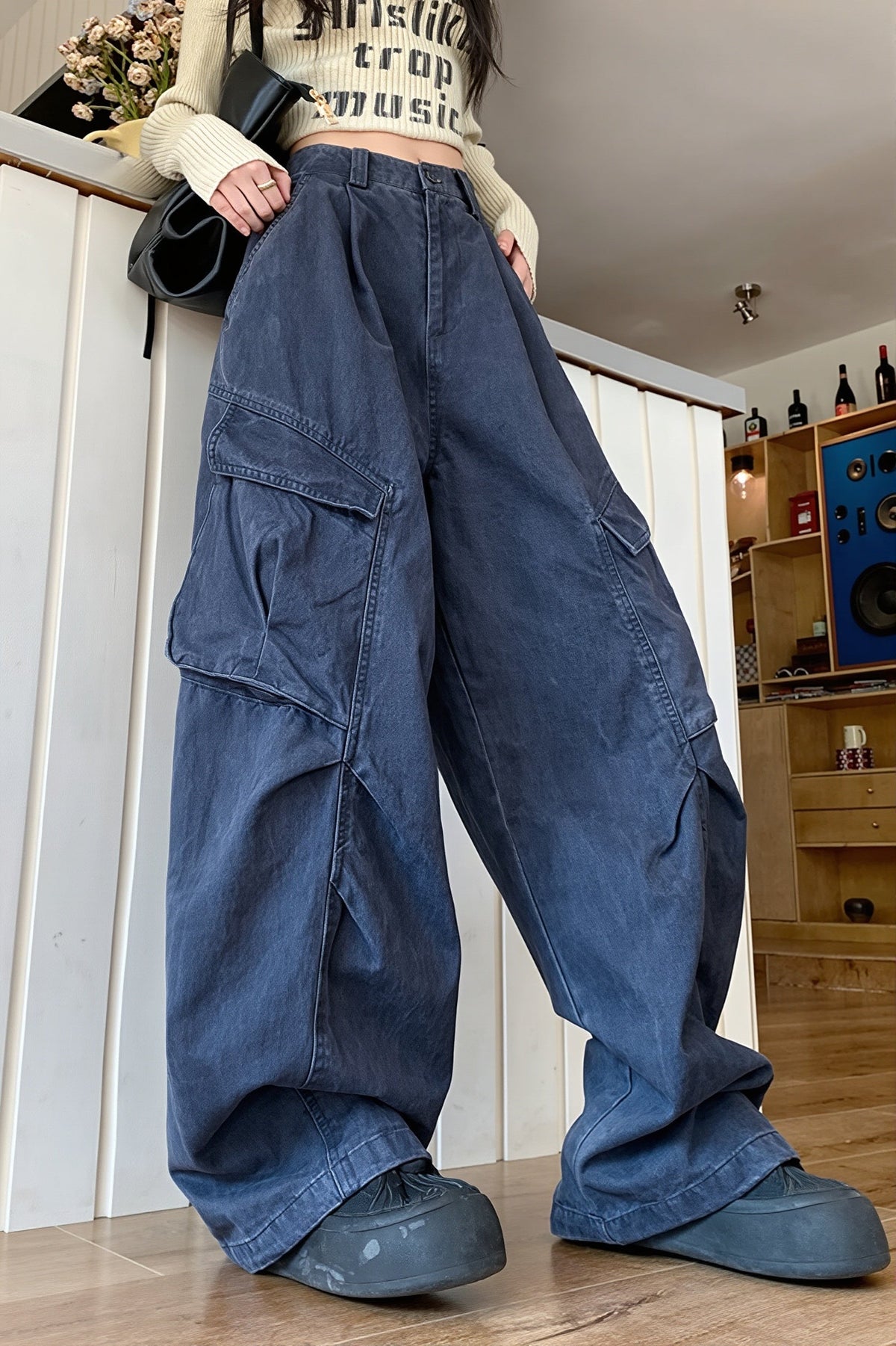 Oversized Patch Pocket Cargo Pants
