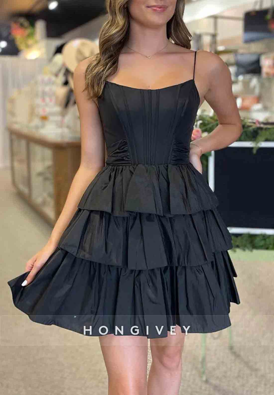Sleeveless A-Line Bowknot Low Back Ruched Spaghetti Straps Short Homecoming Dresses