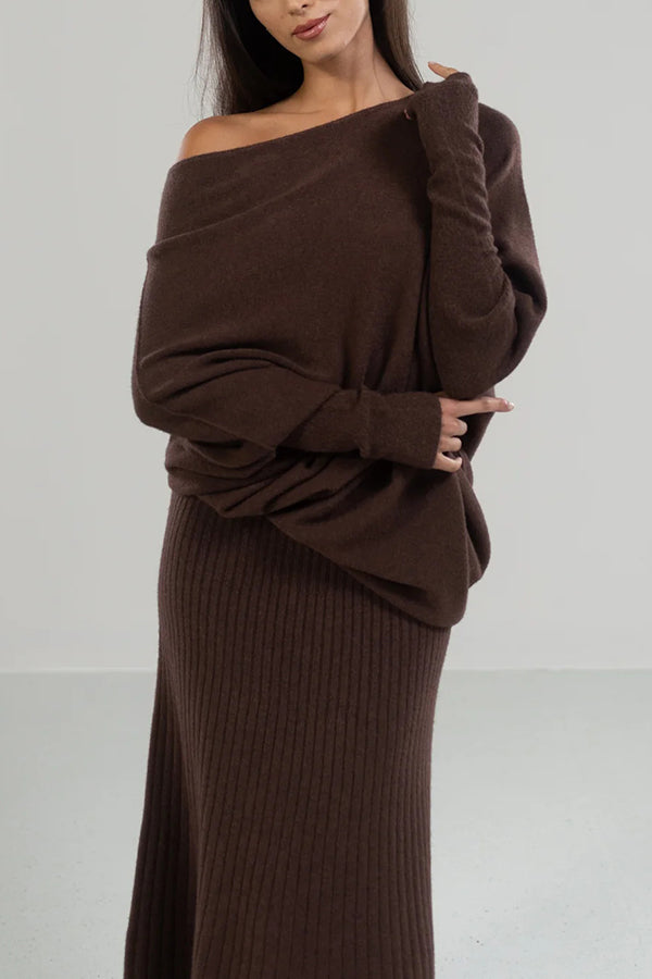 Chic Solid Color Round Neck Long Sleeve Knitted Sweater