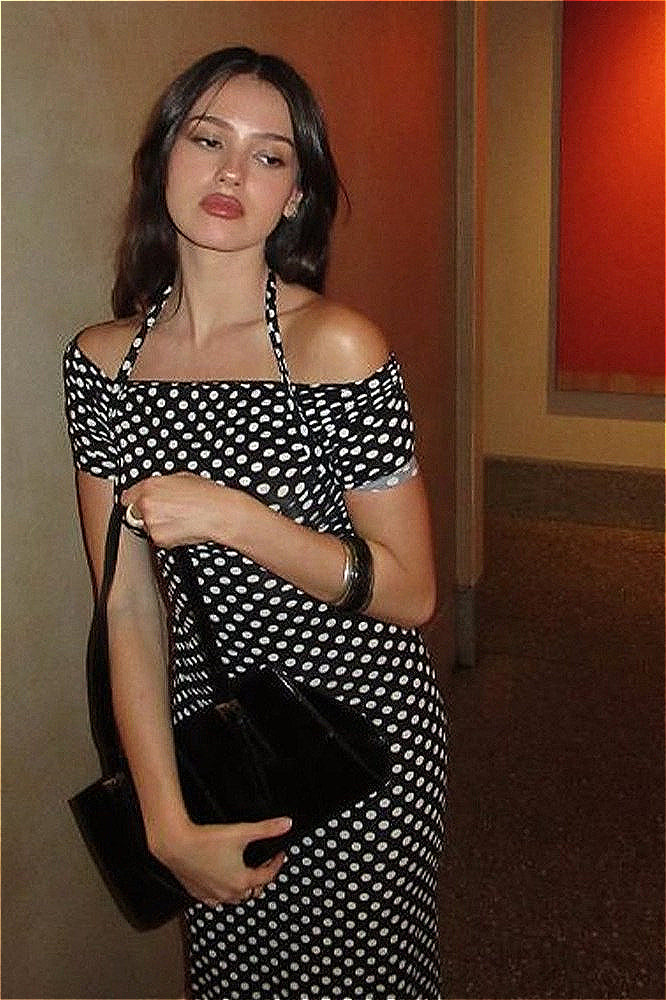 Sexy Polka Dot Halter Neck Bodycon Maxi Dress - Fashionpara