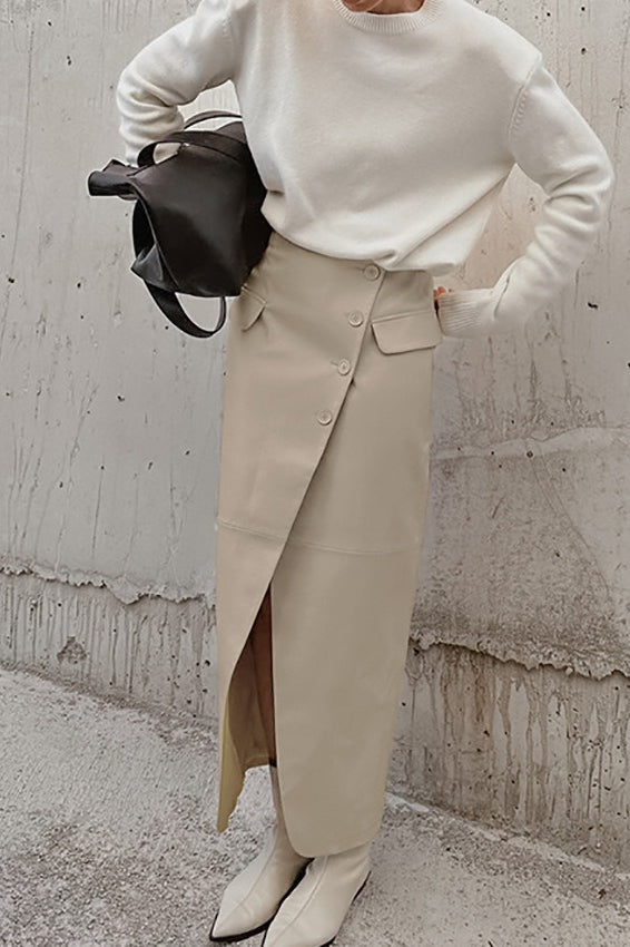 Matte Leather A-Line Skirt