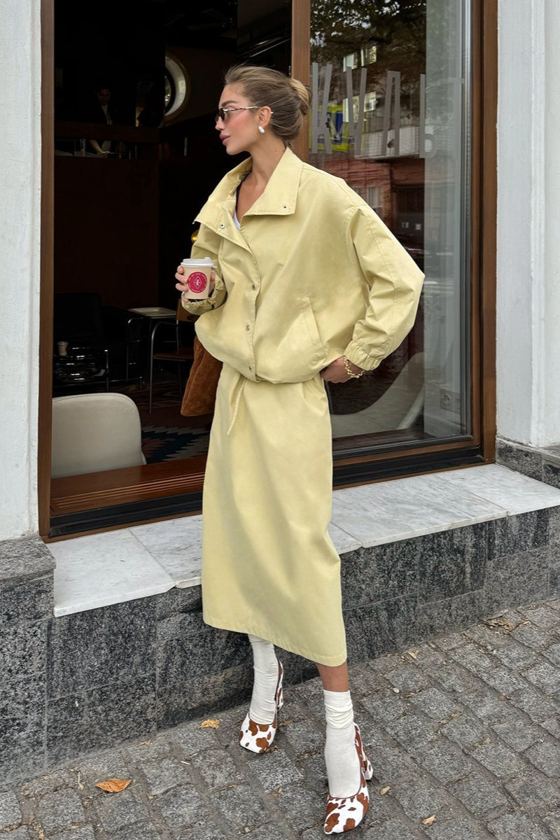 Utility Trench Jacket Midi Skirt Set