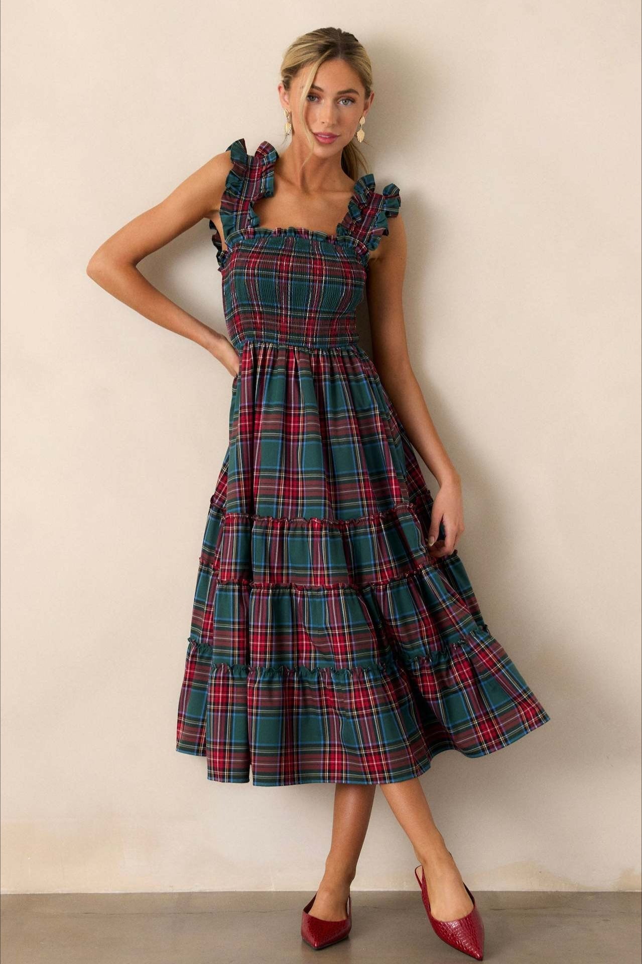 Checkered Slip Party Dress - Fashionpara