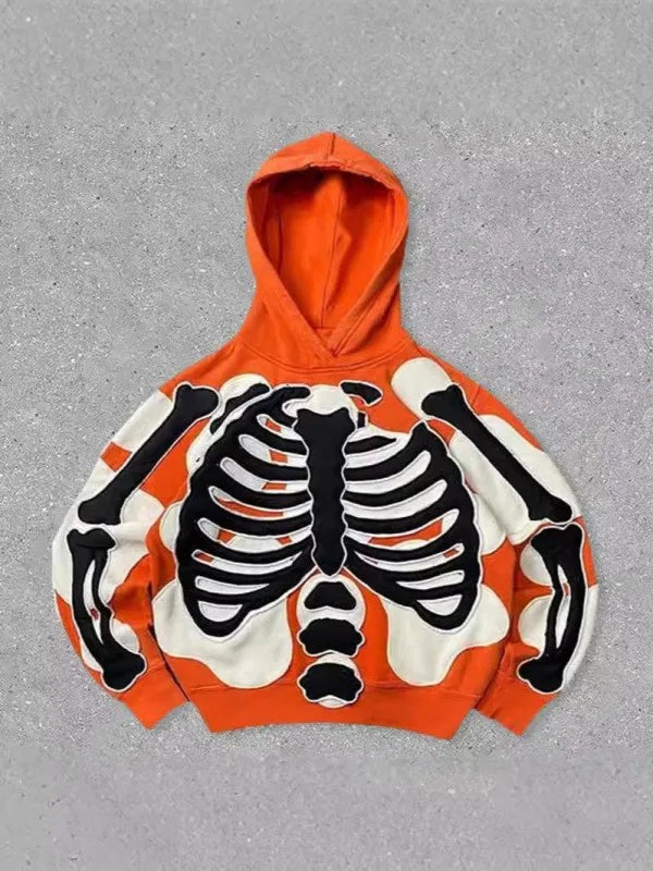Gothic 3D Skeleton Print Hoodie