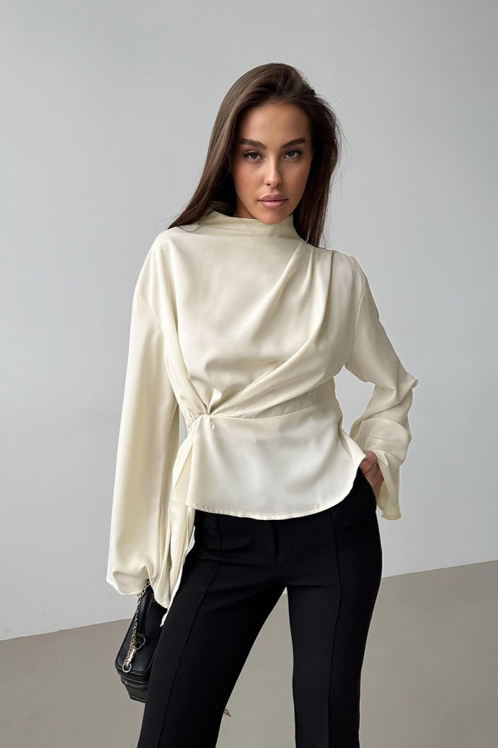 Mandarin Collar Chiffon Blouse