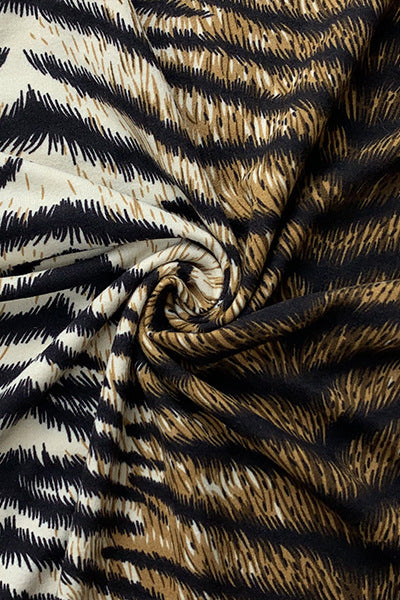 Elegant Leopard Print Fitted Sleeve Maxi Dress