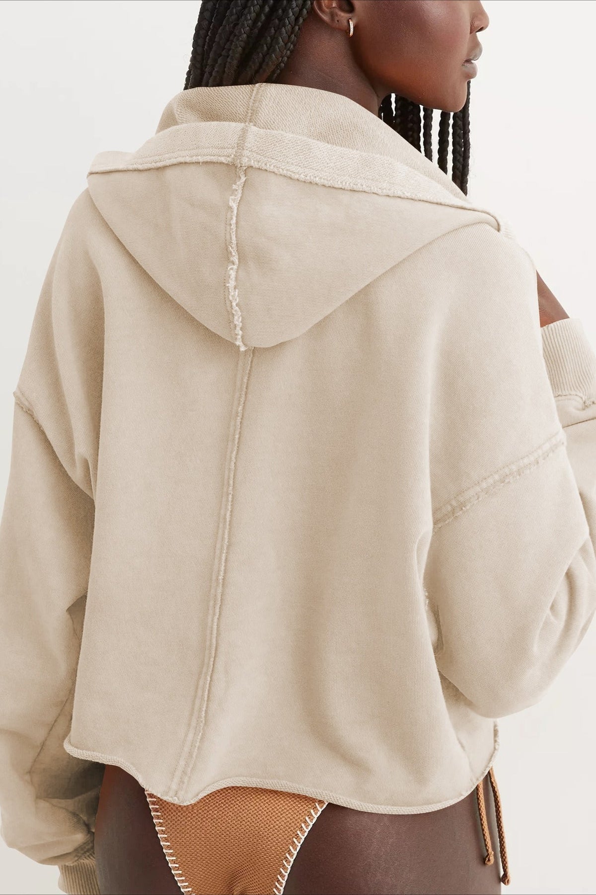 Relaxed V Neck Collared Pullover Sweatshirt