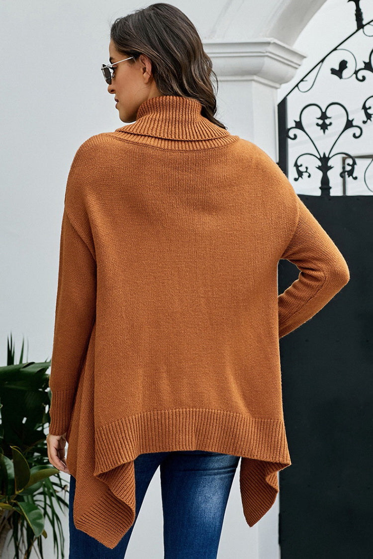 RadyRin Highneck Asymmetric Sweater for Effortless Style