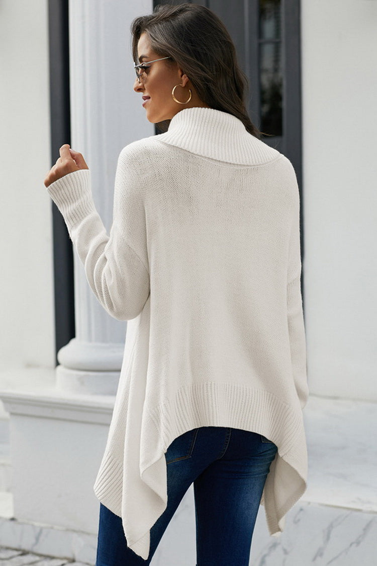 RadyRin Highneck Asymmetric Sweater for Effortless Style