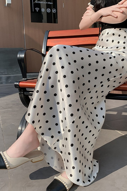 High-Waist Polka Dot Fish Tail Skirt - Fashionpara