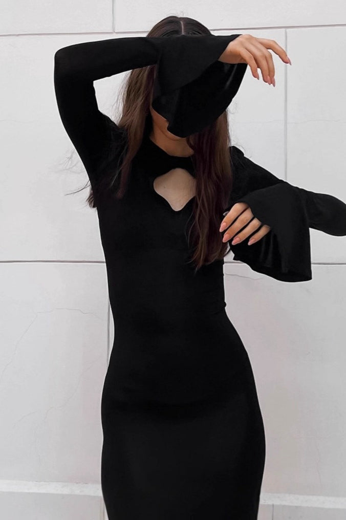 Bell Sleeve Knit Work Dress