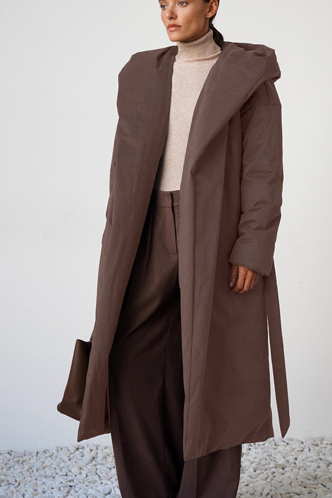 Solid Color Long Cotton Coat - Fashionpara