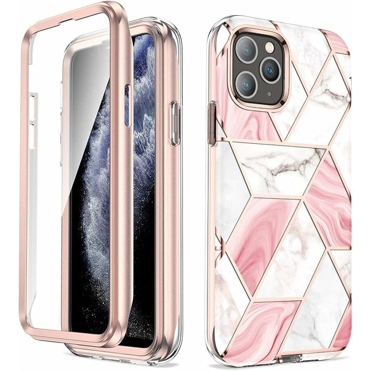 Full Body Stylish Bling Chrome Shockproof Protective Case With Built-In Screen Protector For Iphone 11 12 13 14