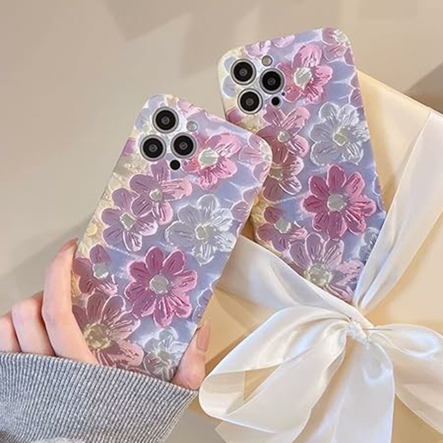 Personality Floral Printed Drop-Proof Apple Phone Liquid Silicone Cover Cases